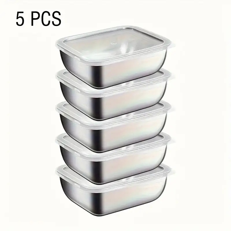 Meal Prep Containers Xl - 5 szt. Stalowe pojemniki na żywność,