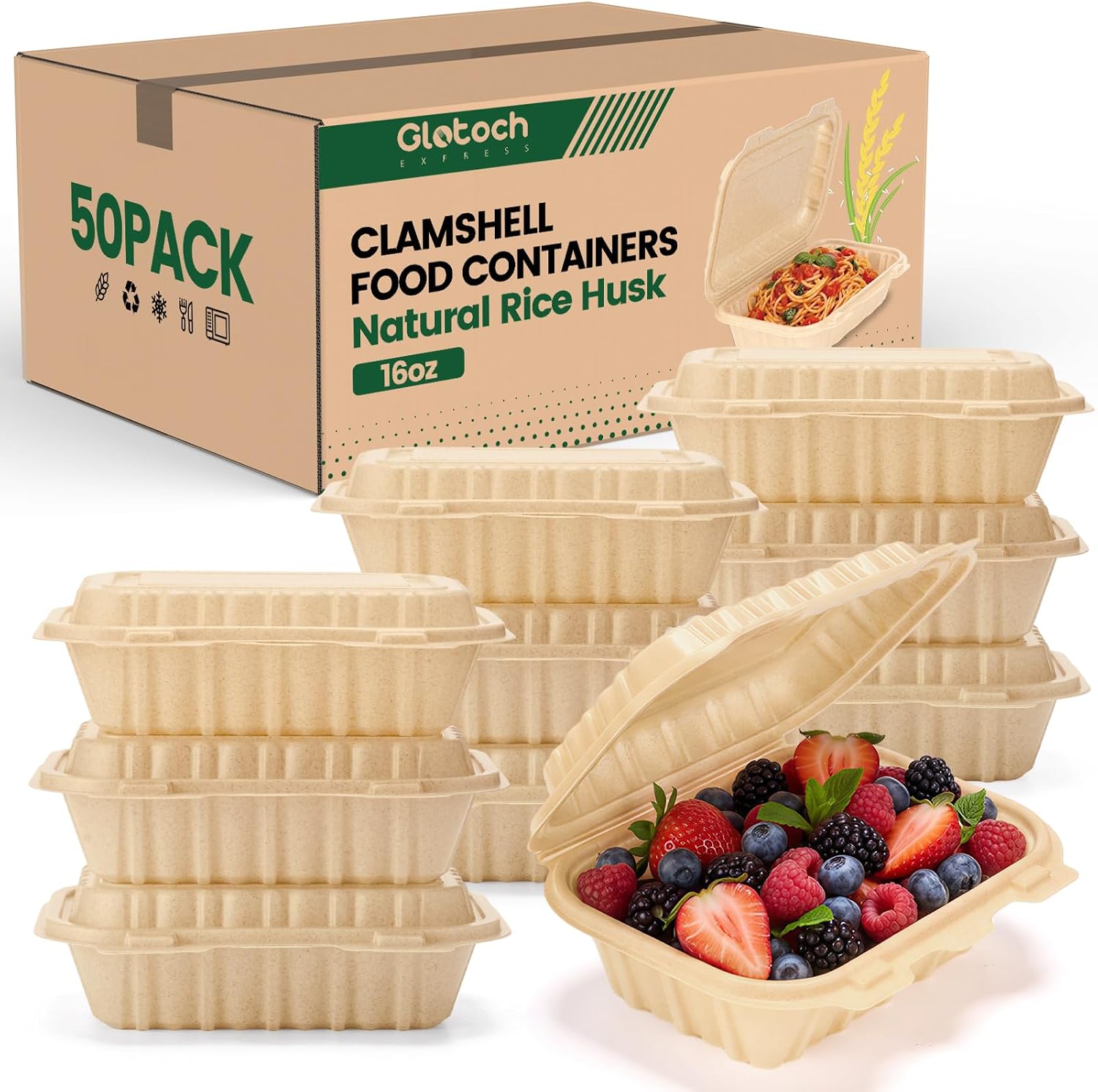 Meal Prep Microwave - 50 sztuk pojemników typu clamshell o