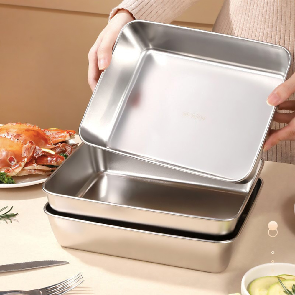 Meal Prep Containers Xl - Talerz kwadratowy ze stali nierdzewnej, pogrubiony,