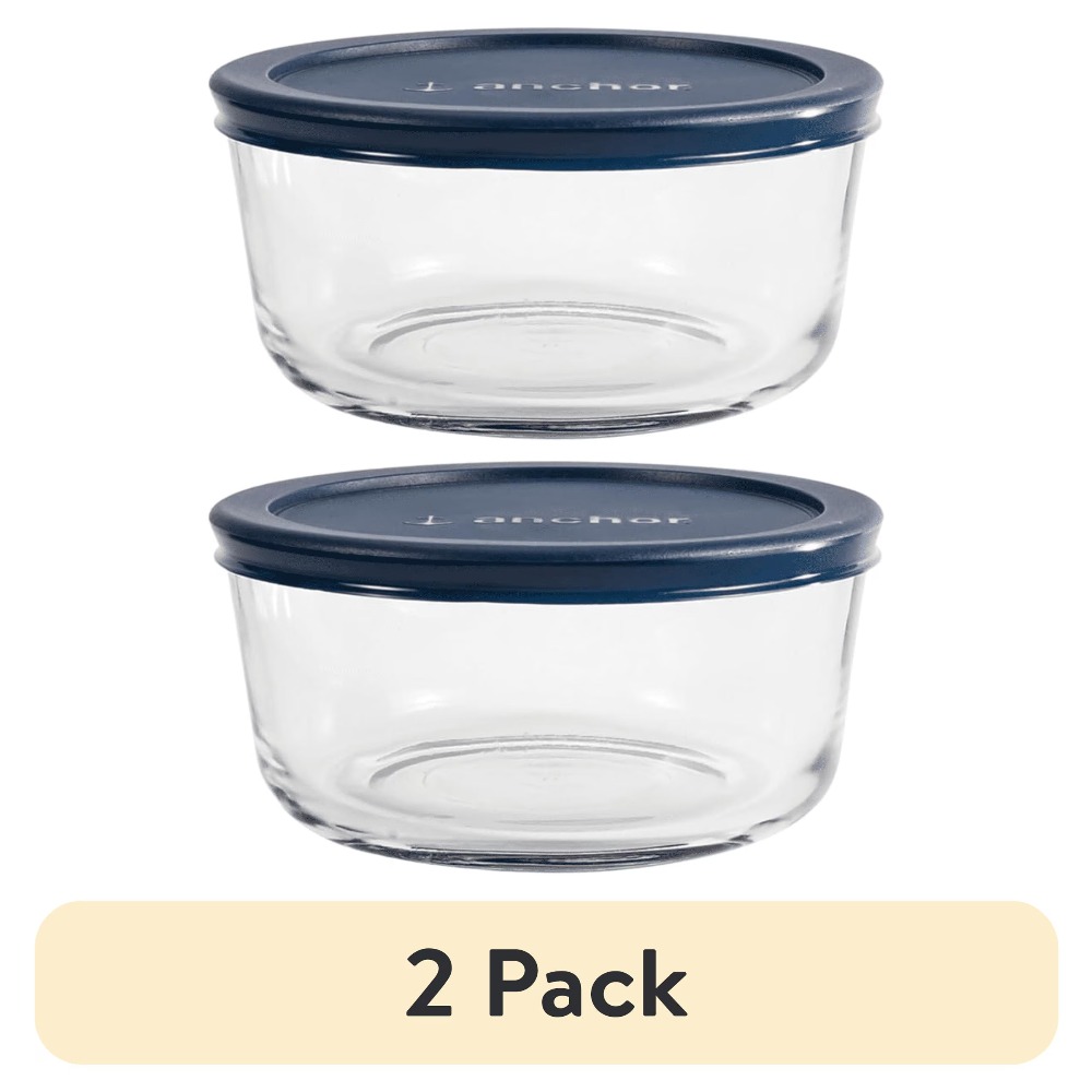 Meal Prep Glass - 2 sztuki okrągłych szklanych pojemników do