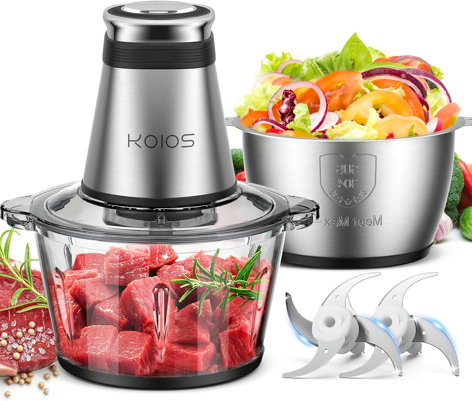 Veggie Chopper Cup - Rozdrabniacz do żywności 500W, 2 misy