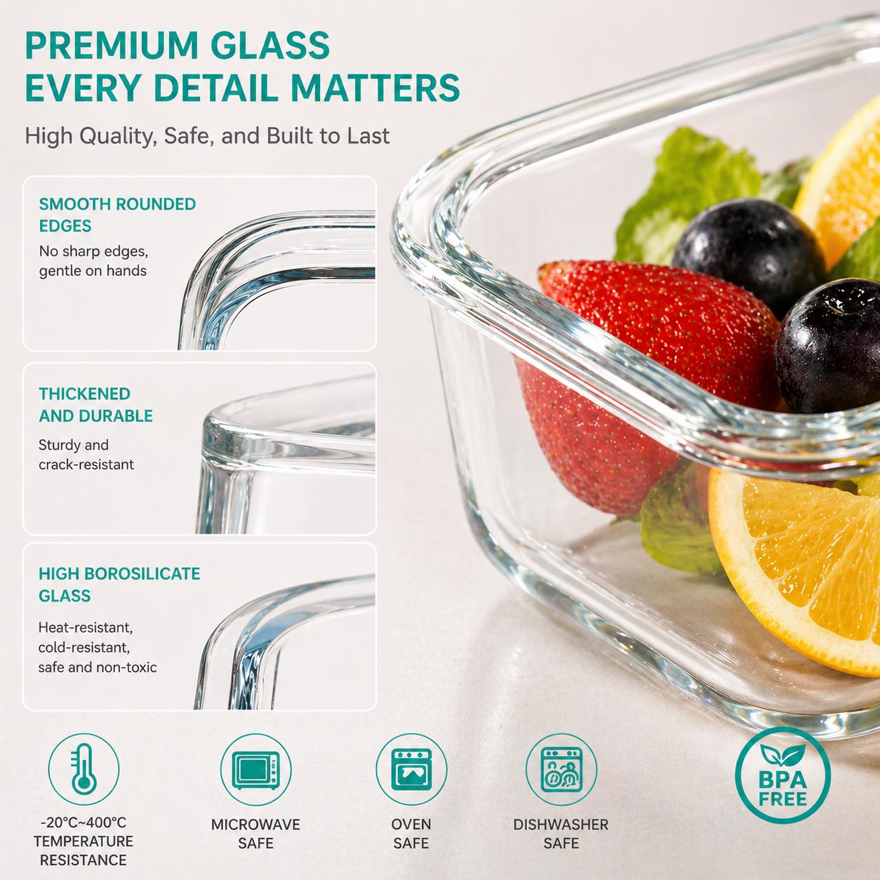 16 sztuk szczelnych szklanych  – Meal Prep Glass recenzja i cena